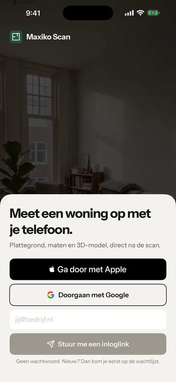 Het inlogscherm met het veld voor je e-mailadres en de knop Stuur me een inloglink. Het gele kader staat om het veld voor je e-mailadres.