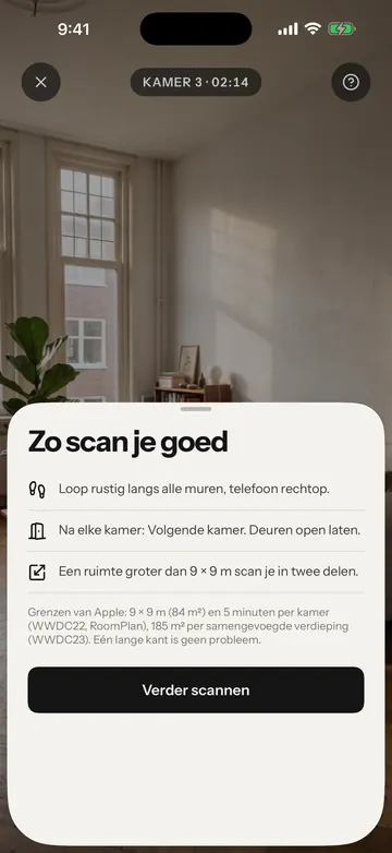 Het blad Zo scan je goed met drie tips en de knop Verder scannen. Het gele kader staat om de knop Verder scannen.